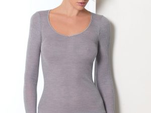 Emmebivi MAGLIA MANICA LUNGA COSTA PLISSE' INTIMO DONNA